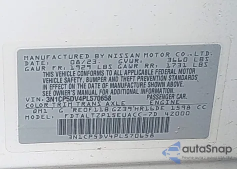 2023 Nissan Kicks Sr Xtronic Cvt from USA, damaged, VIN 3N1CP5DV4PL570658